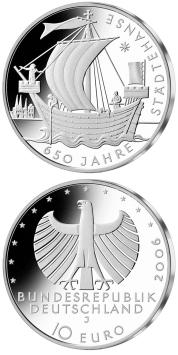 650 jaar Stedenhanze 10 euro Duitsland 2006 Proof